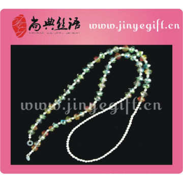 Guangzhou Wholesale Handmade Pewter Color Bling Crystal Beaded Glasses Chain